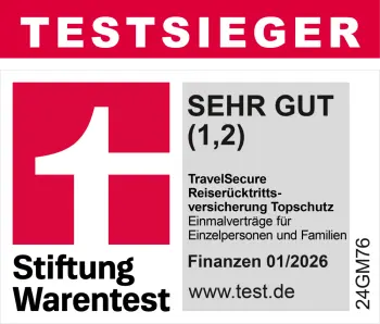 Testsieger Finanztest SEHR GUT jahresreiseversicherung reiserücktrittsversicherung